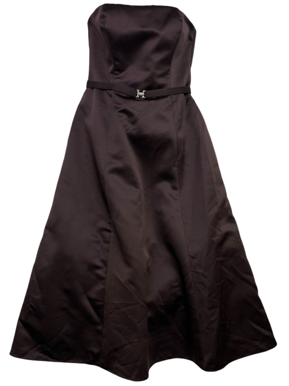 Michaelangelo Womens Strapless Cocktail Dress Rhinestone Belt Sz 8 Brown Back